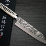 <span class="title">Back in stock! Takeshi Saji VG10 Black Damascus Chef Knives with White Antler Handle</span>