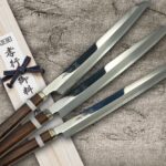 <span class="title">Sakai Takayuki SHIDEN Mirrored Ginsan Sashimi Knife Series with Unique Handle in BOX</span>