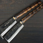 <span class="title">Japanese Kurouchi Chopper Knives with Long Lacquered Oak Handle by Sakai Takayuki</span>