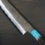 <span class="title">Satoshi Nakagawa Aogami#1 Damascus Kurouchi Kiritsuke-Gyuto & Slicer Blue Turquoise-Ebony Handle</span>